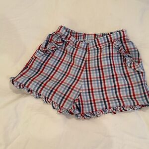 Little English Red and Blue Plaid Ruffle Shorts